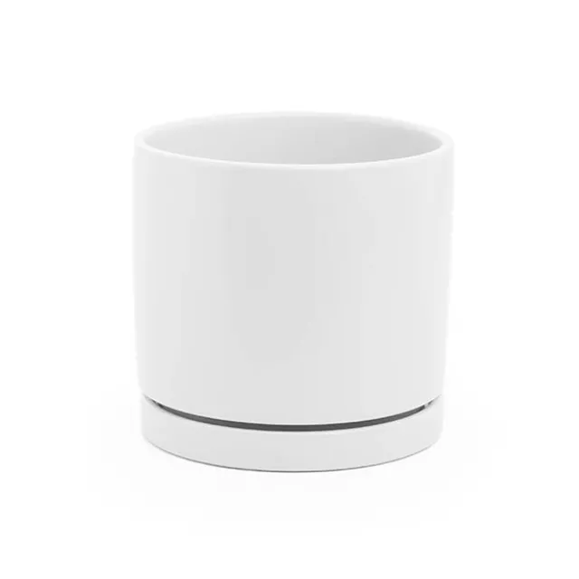 Ceramic Loreto Pot & Plate Matte White (16Dx15cmH)