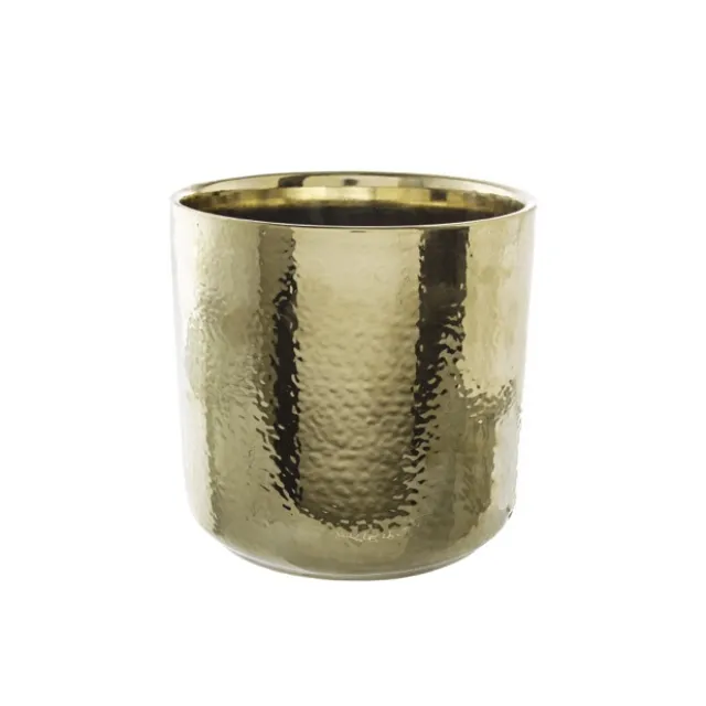 Ceramic Metallic Cylinder Pot Brass Gold (15.5x15cmH)