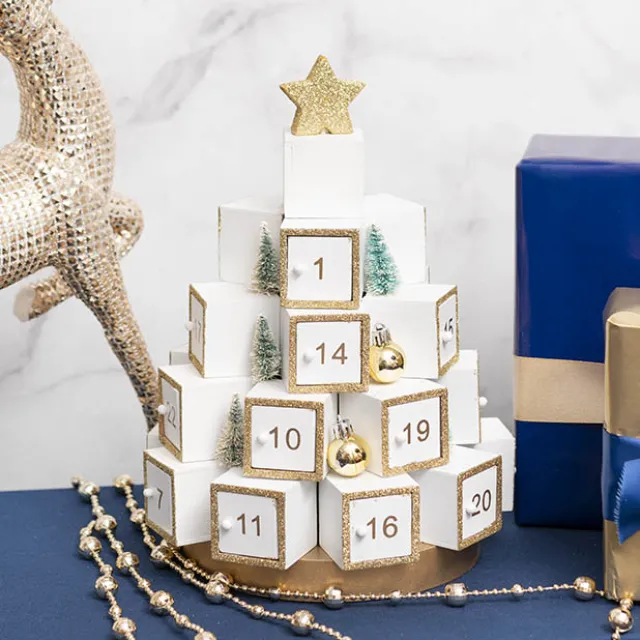 Christmas Advent Calendar Table Top Tree White (29cmDx30cmH)