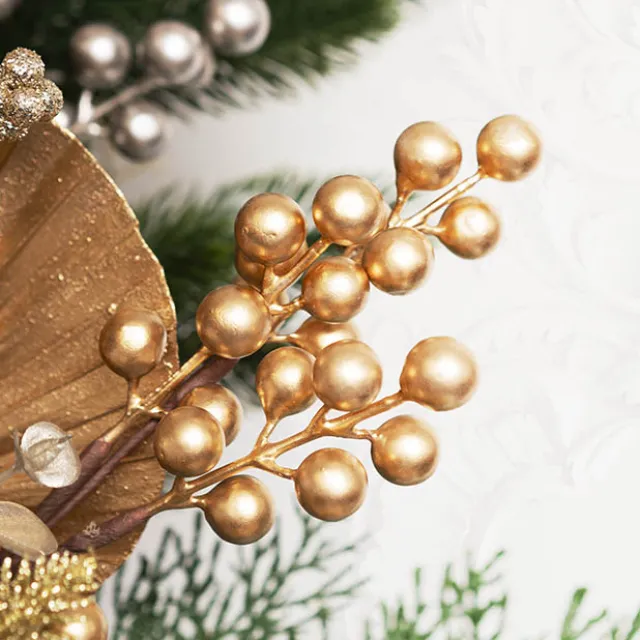 Christmas Berry Long Stem Spray Gold (85cmH)