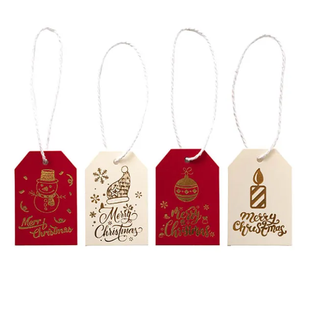 Christmas Gift Tags Traditional Gold Foil Pk24 (4.5x6.8cmH)