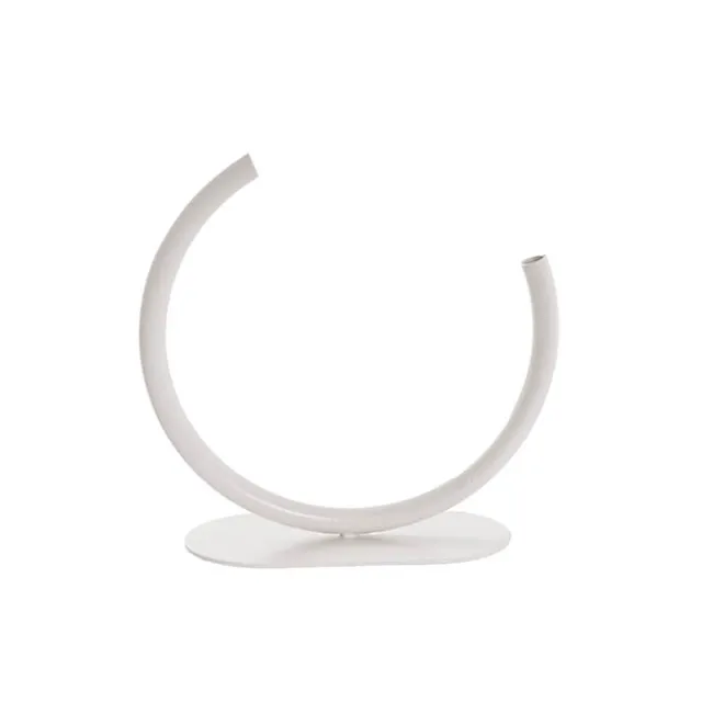 Circular Edging Over Metal Vase White (25cmH)