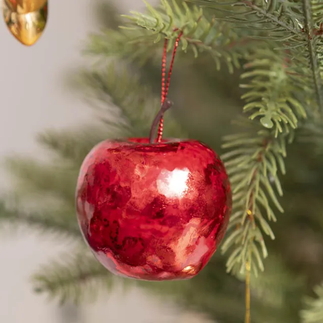 Hanging Apples Pack 4 Metallic Red (5cmD)