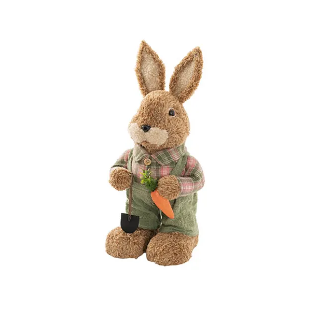 Country Male Bunny w Shovel & Carrot Green (38cmH)