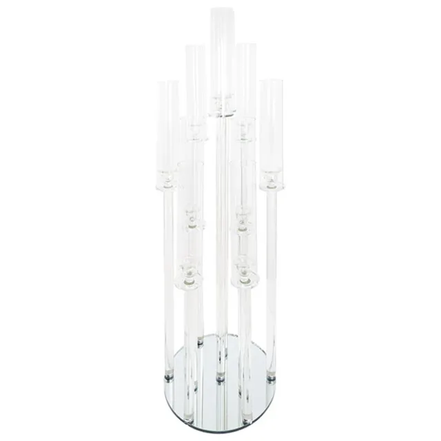 Crystal Candelabra 10 Glass Candle Holders Clear (109cmH)