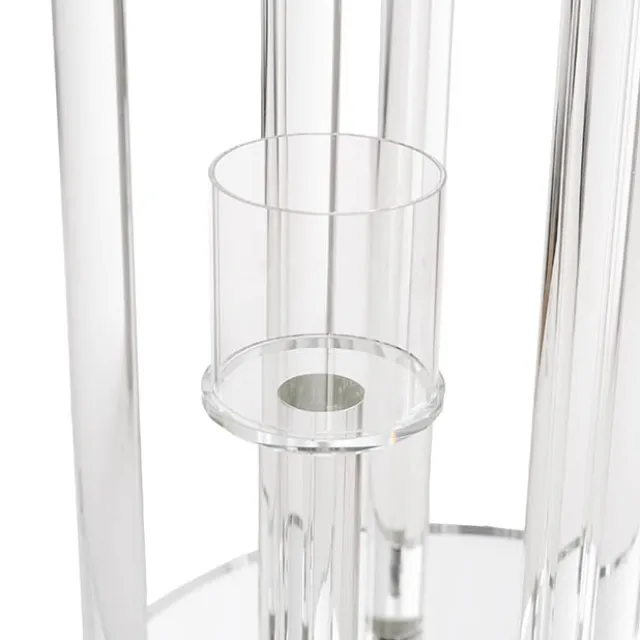 Crystal Glass 9 Head Pillar Candle Holder Clear (30x60cmH)