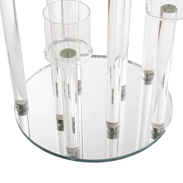 Crystal Glass 9 Head Pillar Candle Holder Clear (30x60cmH)