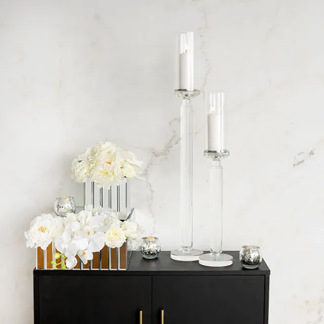 Crystal Glass Cylinder Candle Holder Clear (81cmH)