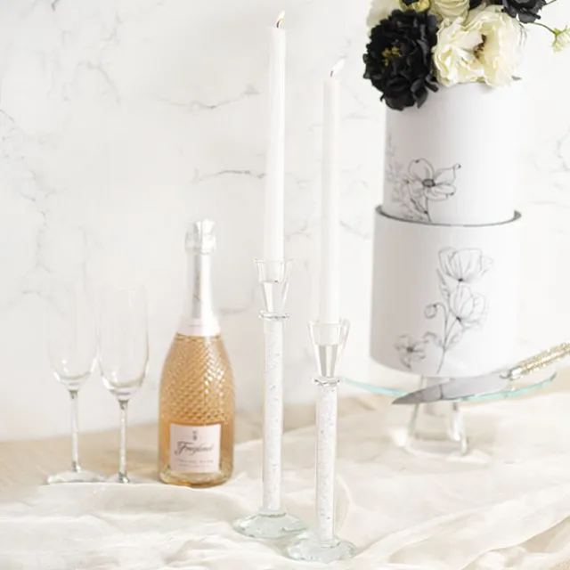 Crystal Glass Dinner Candle Holder Clear (30cmH)