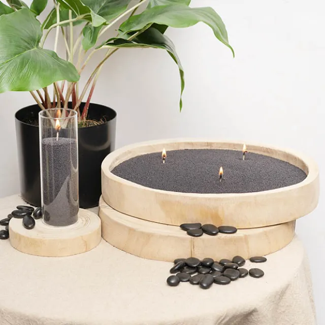 Crystal Natural Candle Sand Wax with 40 Wicks Black (1kg)