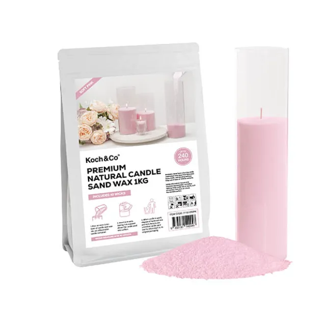 Crystal Natural Candle Sand Wax with 40 Wicks Soft Pink 1kg