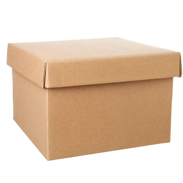 Gift Box with Lid Large Flat Pack Kraft Brown (22x14cmH)