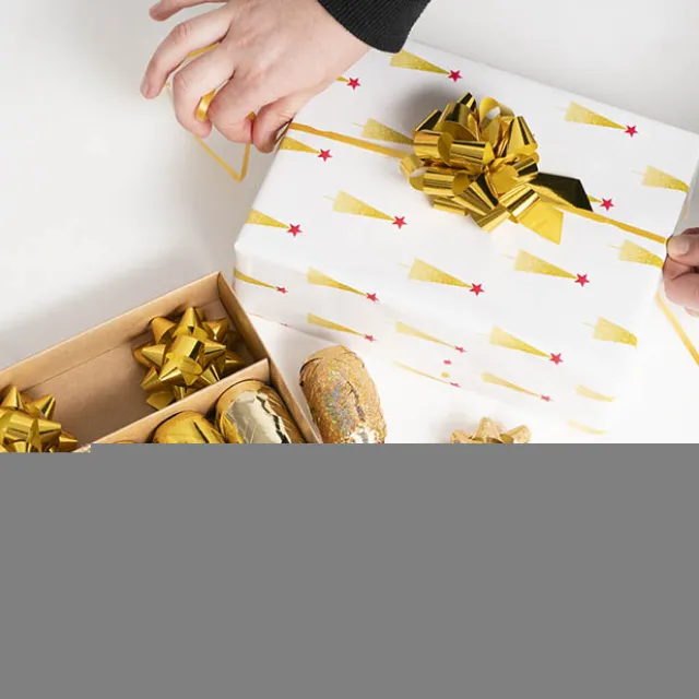 Curling Ribbon & Bows Gift Wrap Finishing Set Metallic Gold