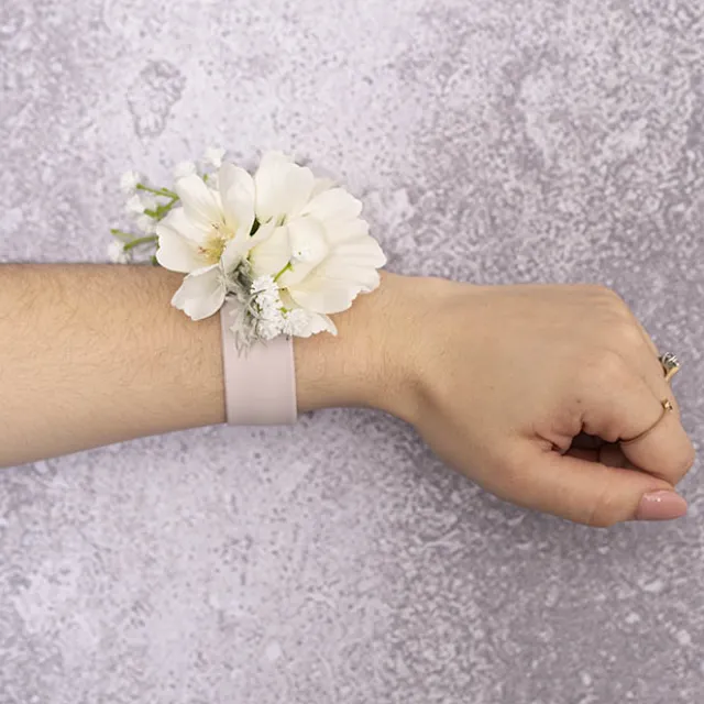 Corsage Wrist Bracelet Pack 2 Slap Snap Nude (21cmLx2.5cmH)