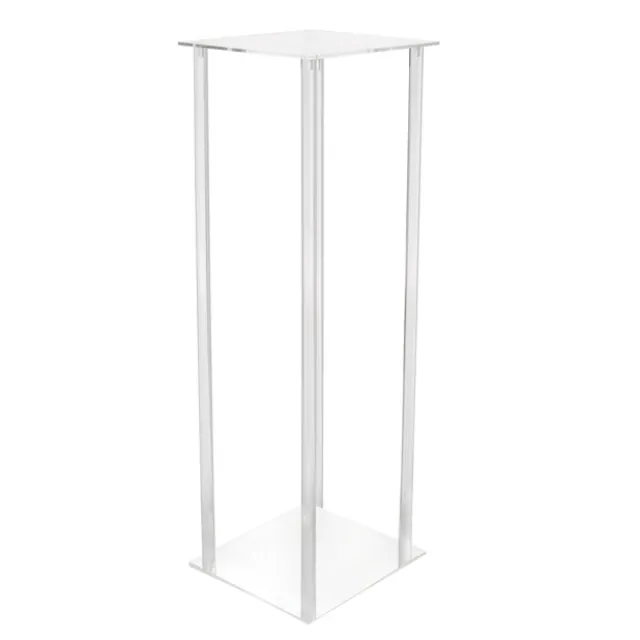 Acrylic Centrepiece Square Flower Stand Clear (25x25x70cmH)