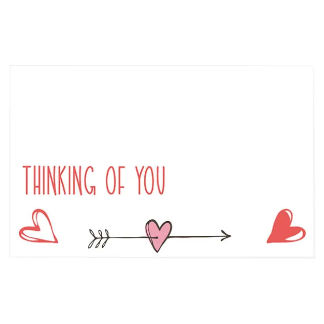 Cards White Thinking of You Heart Arrow (10x6.5cmH) Pack 50