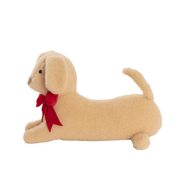 Dachshund Sausage Dog w Bow Plush Toy Brown (33x15.5x20cmH)