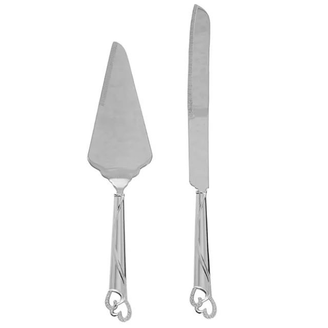 Diamante Heart Cake Knife Set (23Wx340mmL & 70Wx290mmL)