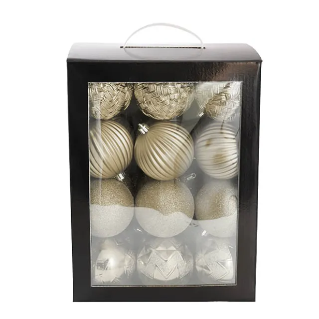 Decorative Assorted Hanging Baubles Set 24 Champagne (8cmD)