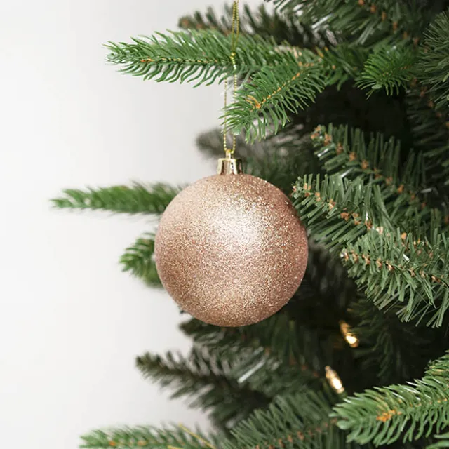 Decorative Assorted Hanging Baubles Set 24 Rose Gold (8cmD)