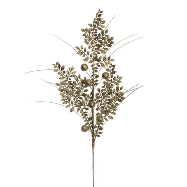 Decorative Berry & Leaf Spray Champagne (71cmH)