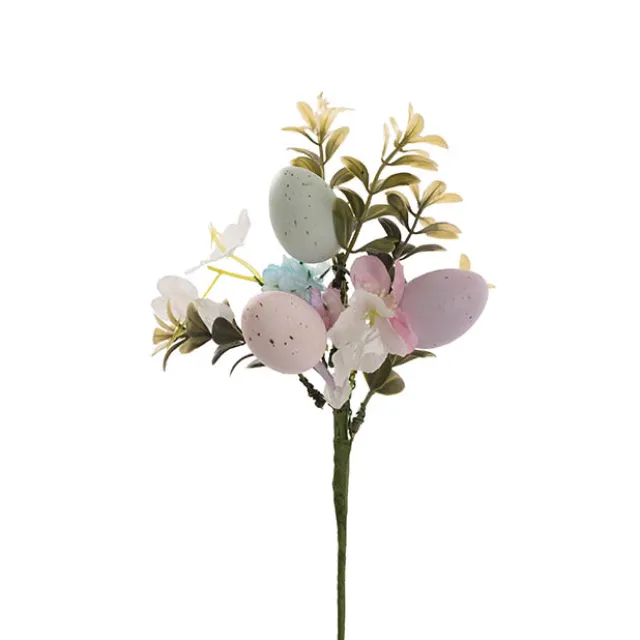 Decorative Easter Egg Pick w Flowers Blue (25cmH)