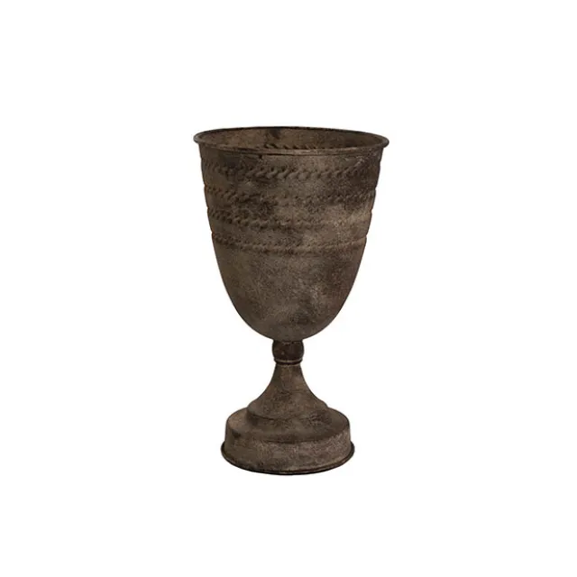 Decorative Flute Metal Vase Pot Vintage Silver (16x27.5cmH)