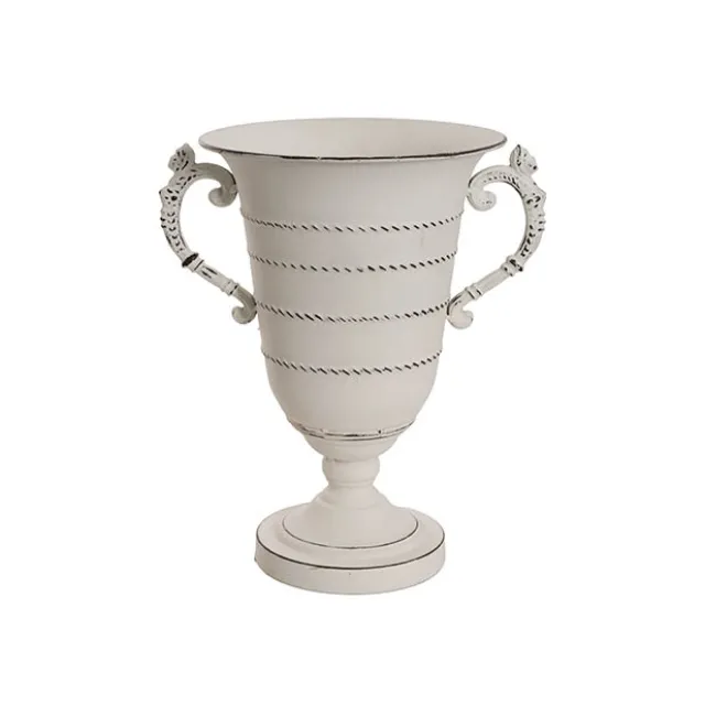 Decorative Flute Metal Vase Antique White (30.5x24x35.5cmH)