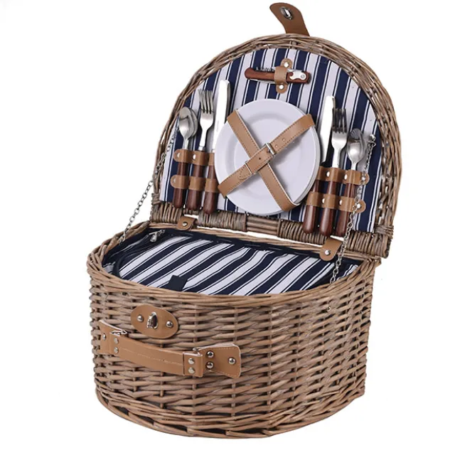 Deluxe 4 Person Picnic Basket Brown (41x31x22cmH)