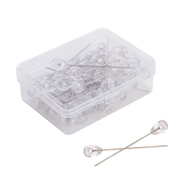 Diamond Crystal Head Pins Pack 50 Clear (8mmx5.2cmH)