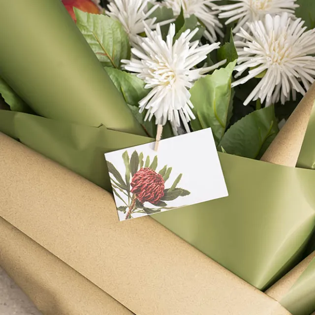 Artisan Gift Card & Envelope Waratah Red Pk25 (10x6.5cmH)