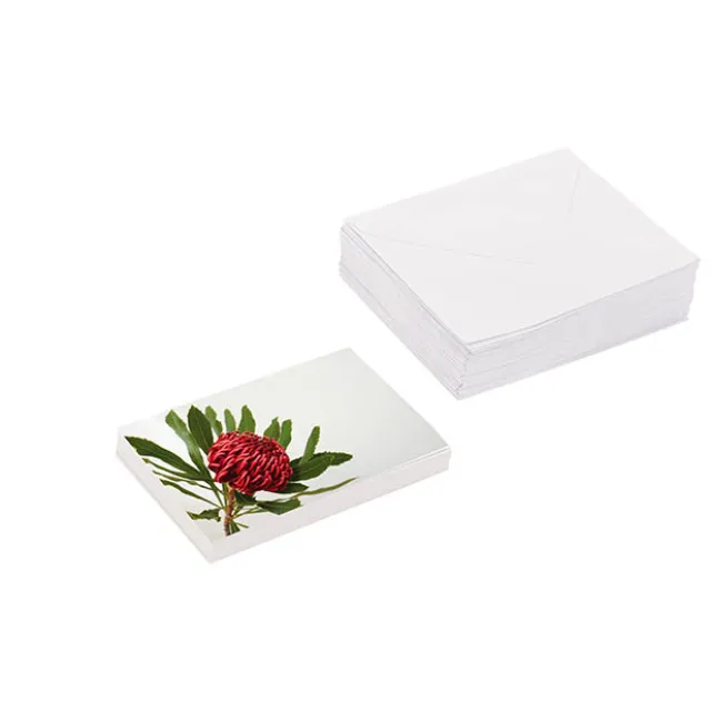 Artisan Gift Card & Envelope Waratah Red Pk25 (10x6.5cmH)