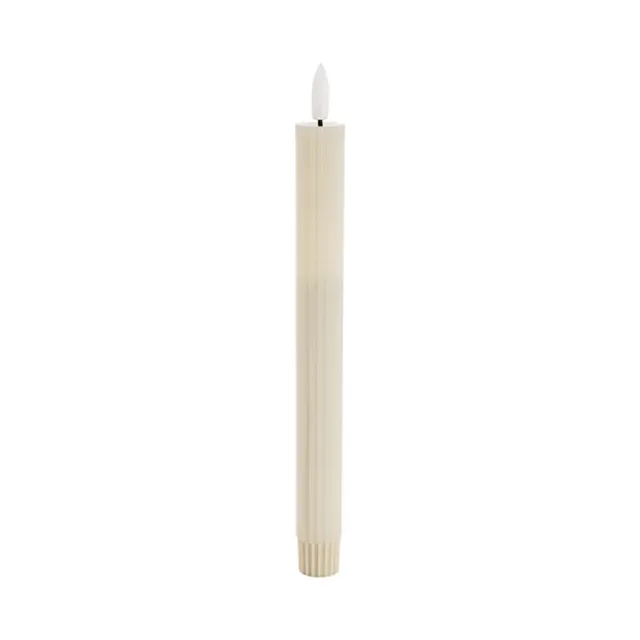 Wax LED Trueflame Fluted Taper Candle Ivory 2PK (2x24.5cmH)