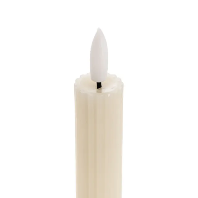 Wax LED Trueflame Fluted Taper Candle Ivory 2PK (2x24.5cmH)