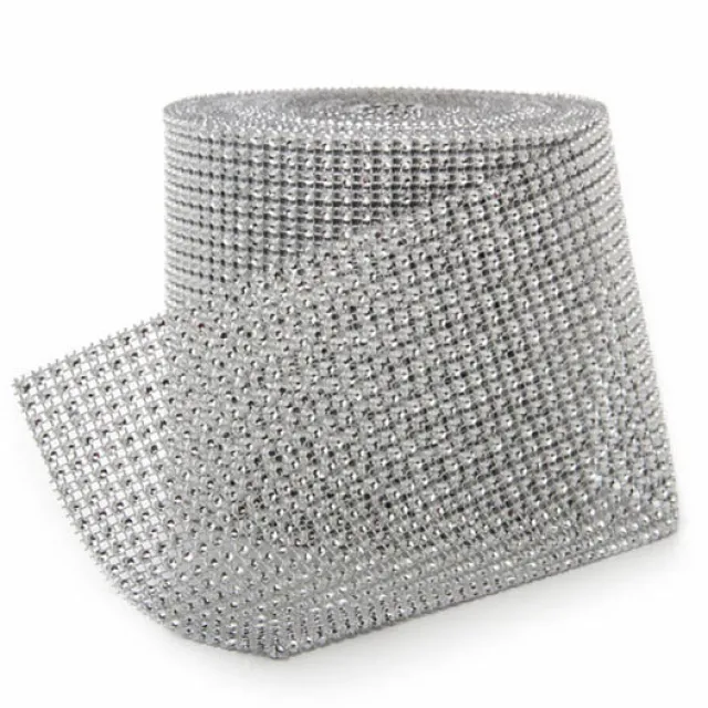 Diamante Mesh Roll Silver (11.5cmDx9.14m)