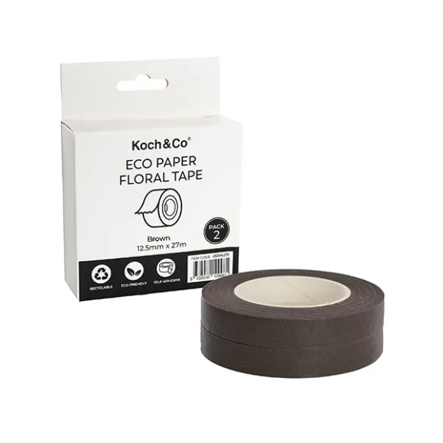 ECO Paper Parafilm Floral Tape Pack 2 Brown (12.5mm x 27m)
