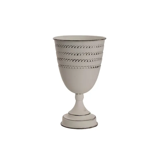 Decorative Flute Metal Vase Pot White (16cmDx27.5cmH)