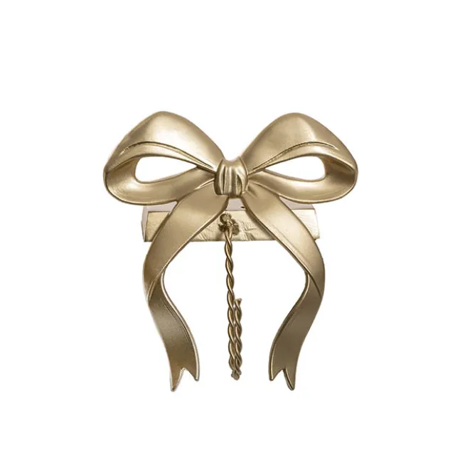 Elegant Bow Metal Stocking Holder Hook Gold (12.5x14cmH)