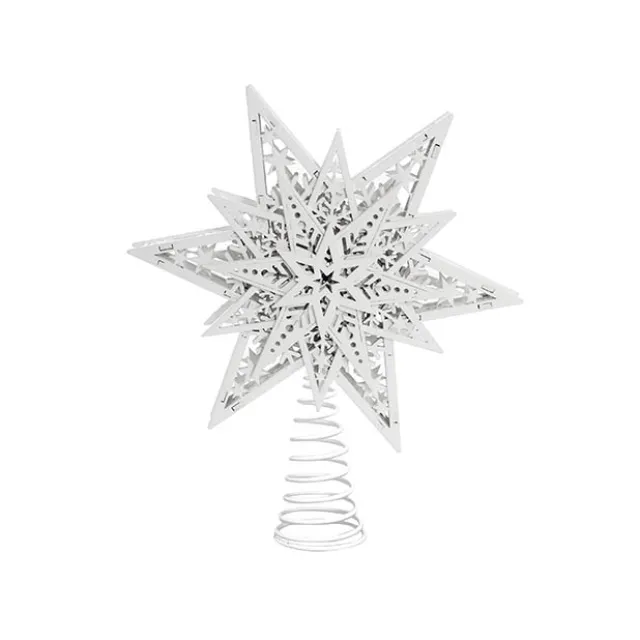 Elegant Wooden Star Tree Topper White (21x27cmH)