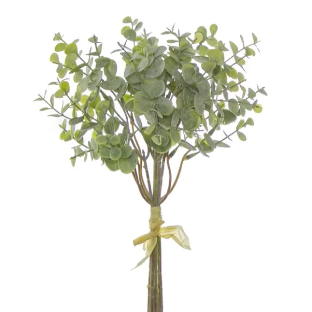 Eucalyptus Mini Leaf Bouquet x6 Green Grey (35cmH)