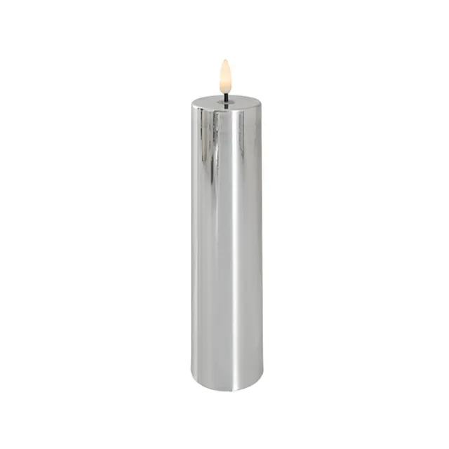 Event LED Trueflame Flickering Pillar Candle Chrome 5DX21cmH