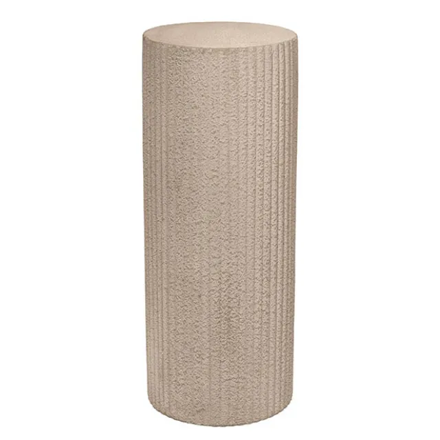 Fibreglass Ripple Plinth Round Limestone Nude (33cmDx91cmH)