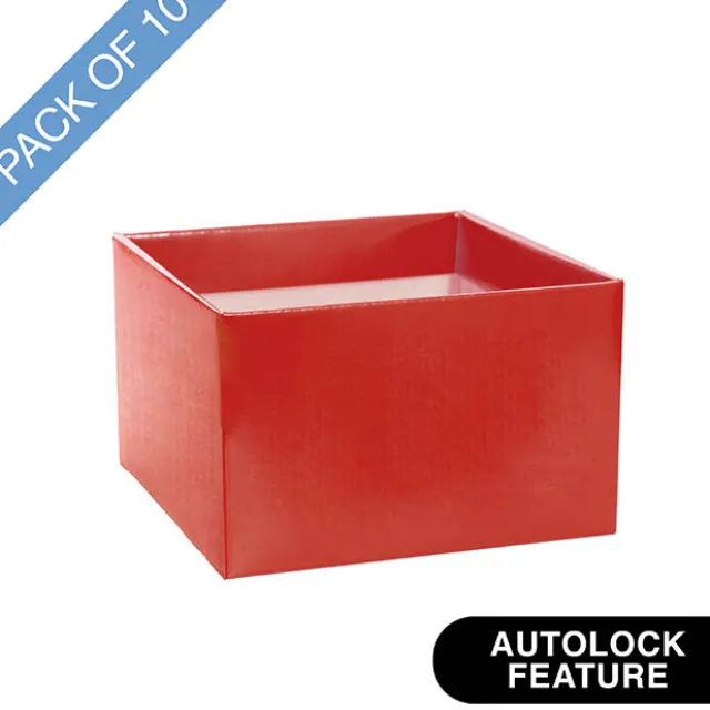 Medium No.6 Posy Box Autolock Base Pk10 Red (16x12cmH)