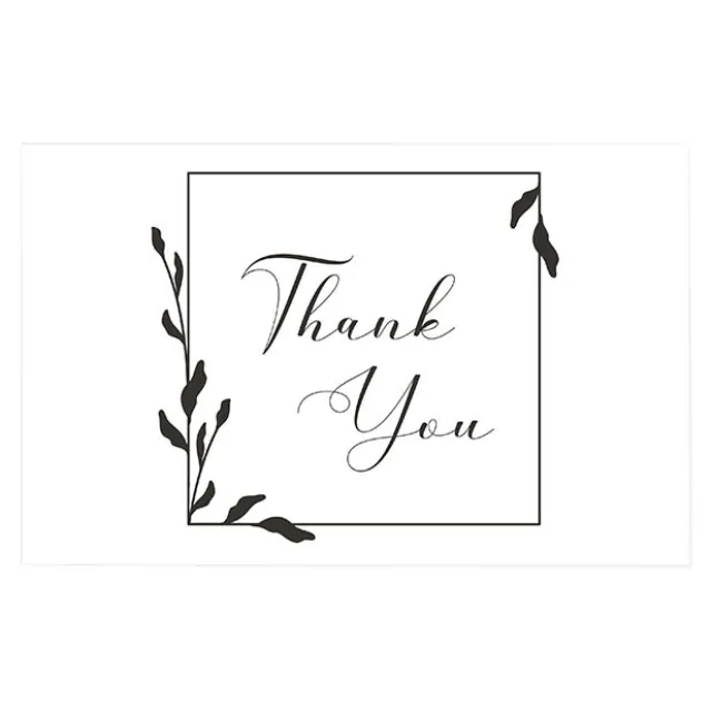 Cards White Thank You Leaf Border (10x6.5cmH) Pack 50