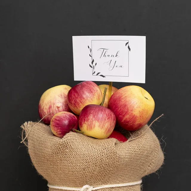 Cards White Thank You Leaf Border (10x6.5cmH) Pack 50