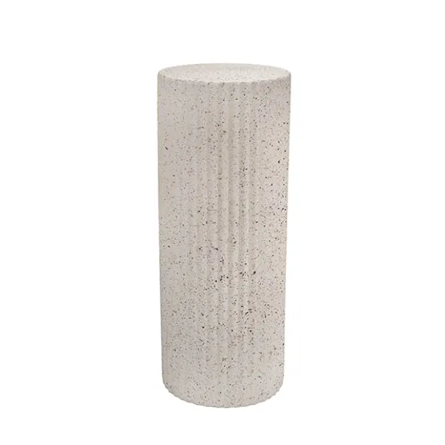 Fibreglass Fluted Round Plinth Dotted Cream (40x70cmH)
