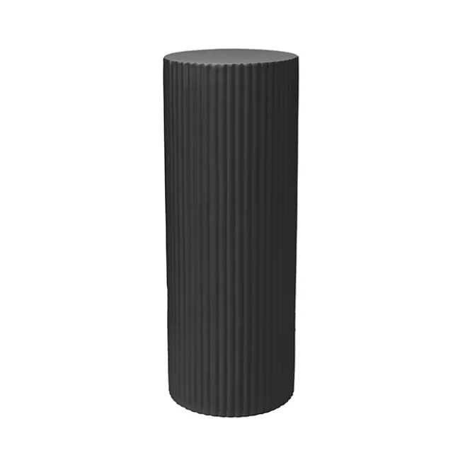 Fibreglass Ripple Plinth Round Matte Black (33cmDx71cmH)