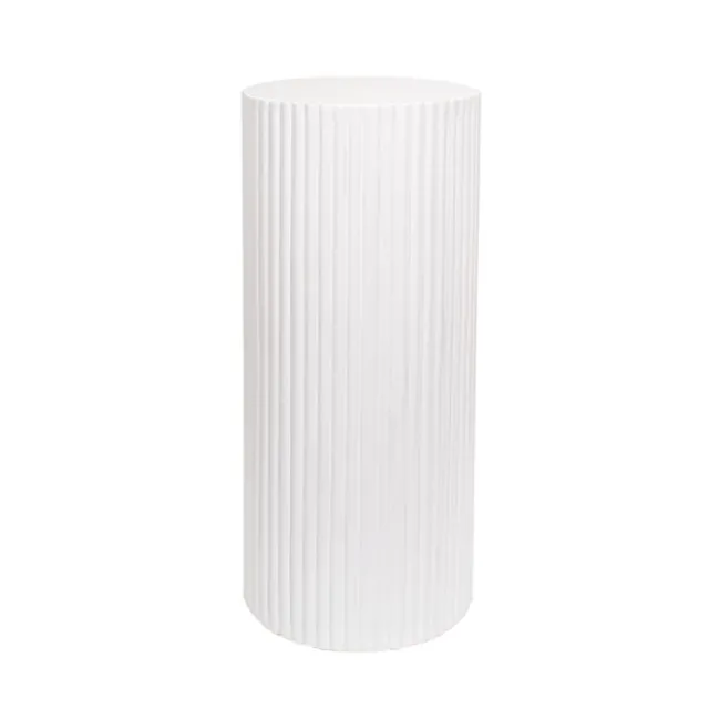Fibreglass Ripple Plinth Round Gloss White (33cmDx71cmH)