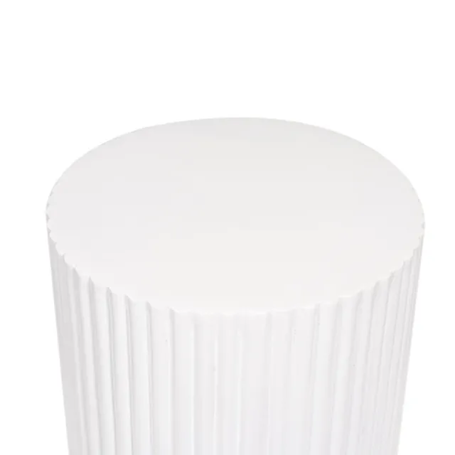 Fibreglass Ripple Plinth Round Matte White (33cmDx71cmH)