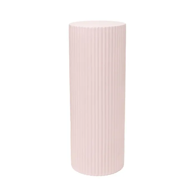 Fibreglass Ripple Plinth Round Matte Baby Pink (33cmDx71cmH)